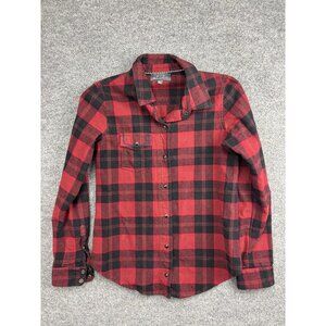 PJK Patterson J Kincaid‎ Shirt Womens Small Red Plaid Button Up Long Sleeve